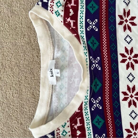 Knix Multicolor Christmas Holiday Joggers Pajamas Loungewear Cotton Set - Picture 7 of 8